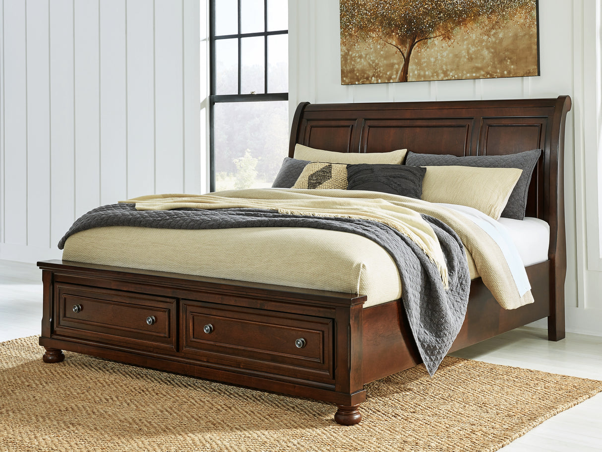 Nashville Furniture Outlets - Ashley Furniture - Porter Bedroom - King Sleigh Storage Bed / Rustic Brown - B697B45