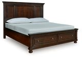 Nashville Furniture Outlets - Ashley Furniture - Porter Bedroom - King Panel Storage Bed / Rustic Brown - B697B44