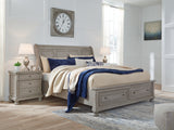 Nashville Furniture Outlets - Ashley Furniture - Lettner Bedroom - Queen Sleigh Bed with 2 Storage Drawers / Light Gray - B733B3
