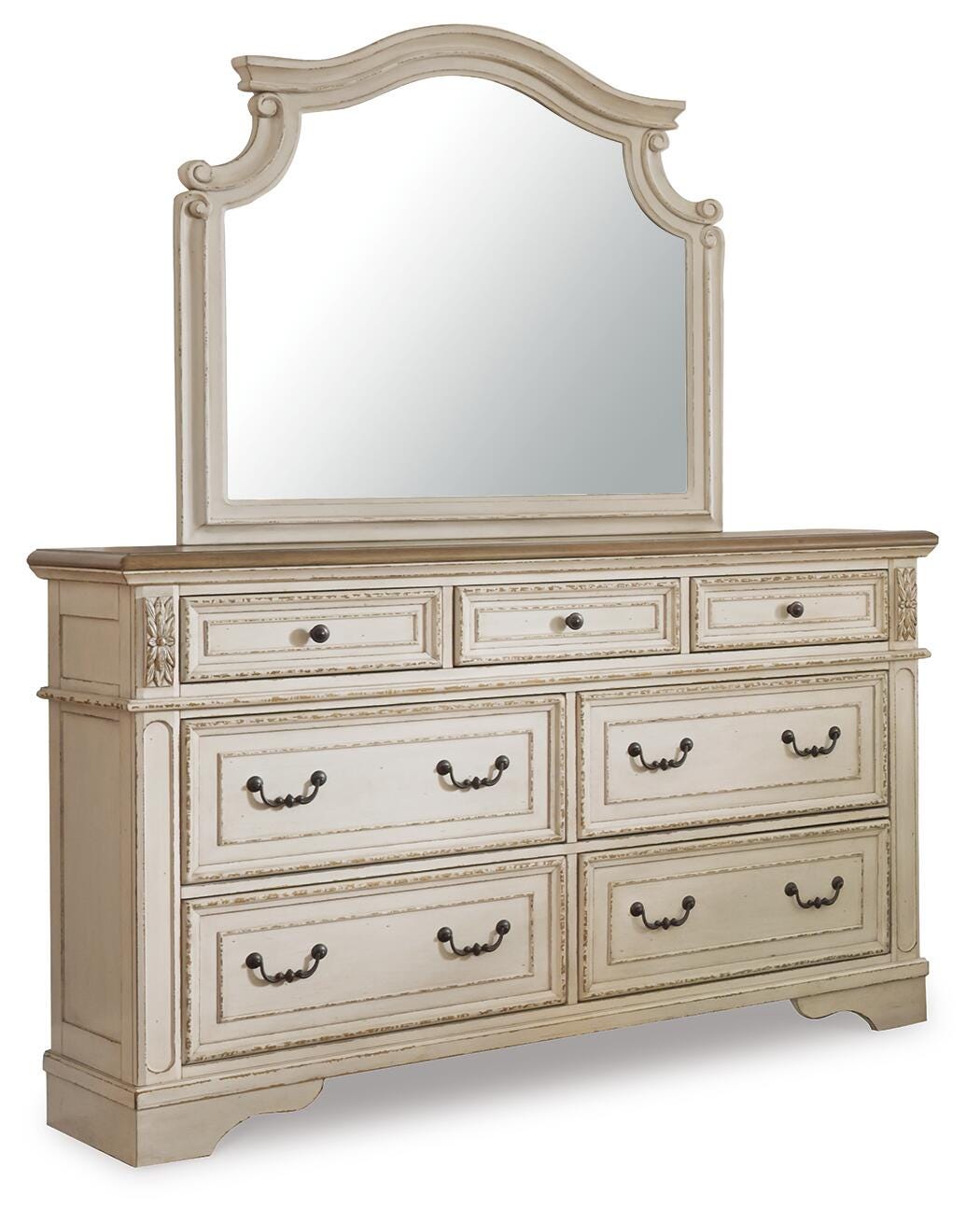 Realyn King Panel Bed, Dresser, Mirror and Nightstand