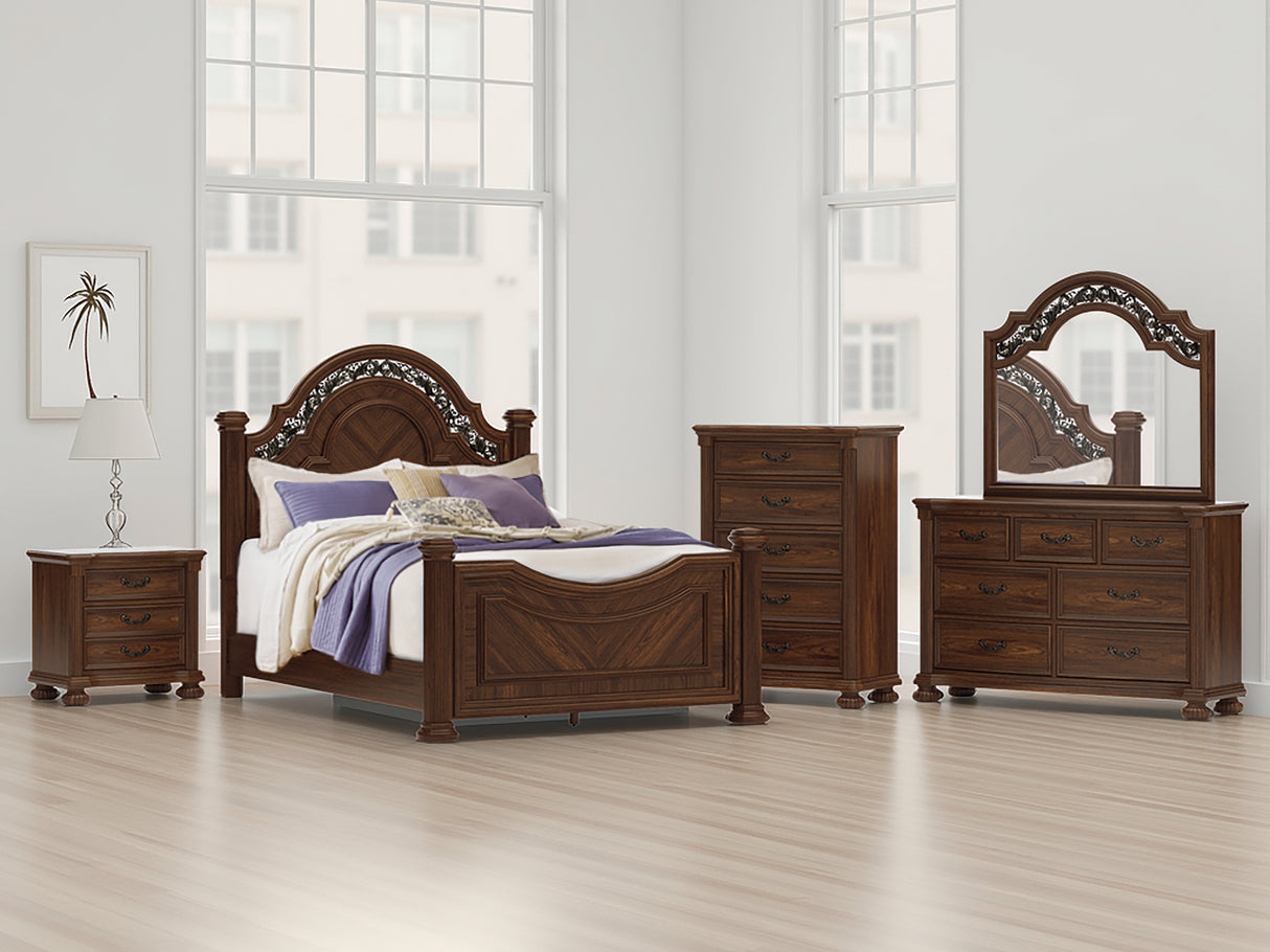 Nashville Furniture Outlets - Ashley Furniture - Lavinton Bedroom - Queen Poster Bed / Brown - B764B5
