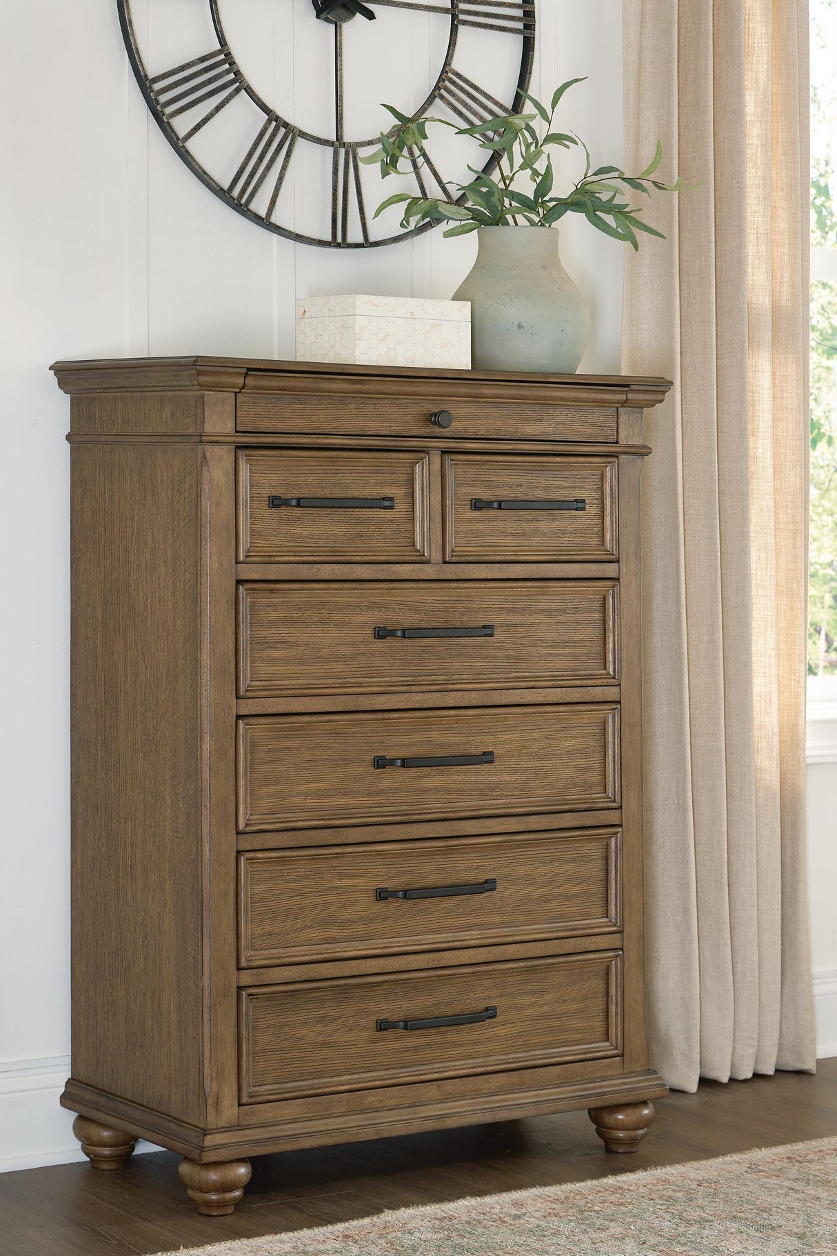 Nashville Furniture Outlets - Ashley Furniture - Karallin Bedroom - Seven Drawer Chest / Medium Brown - PCB782-46