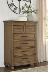 Nashville Furniture Outlets - Ashley Furniture - Karallin Bedroom - Seven Drawer Chest / Medium Brown - PCB782-46