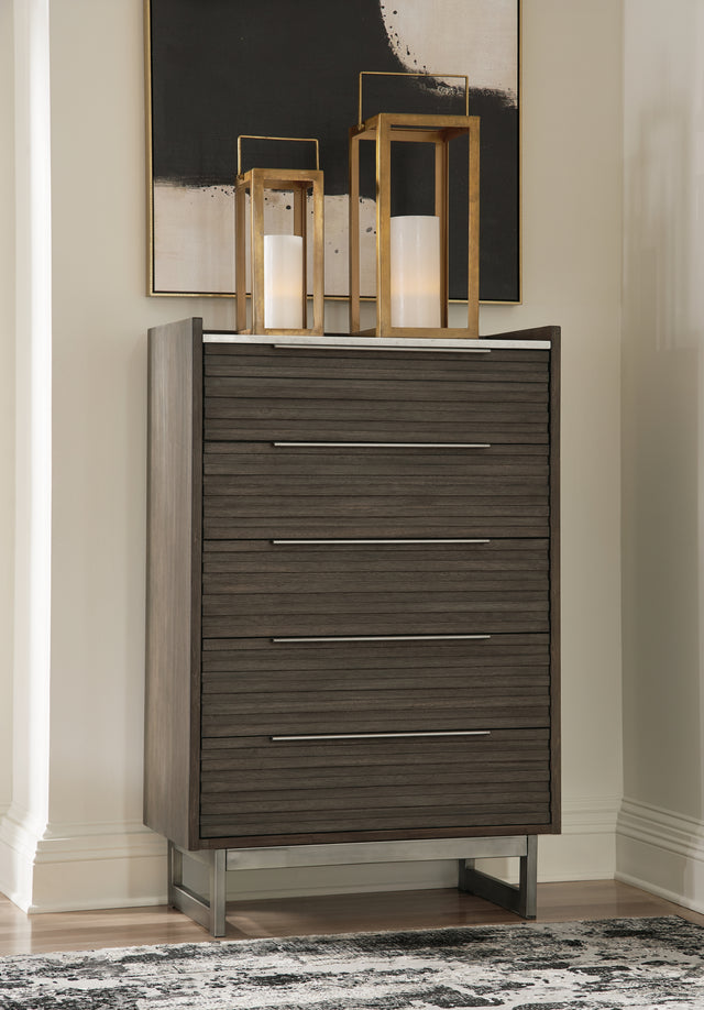 Nashville Furniture Outlets - Ashley Furniture - Arkenton Bedroom - Two Drawer Night Stand / Grayish Brown/White - B786-92