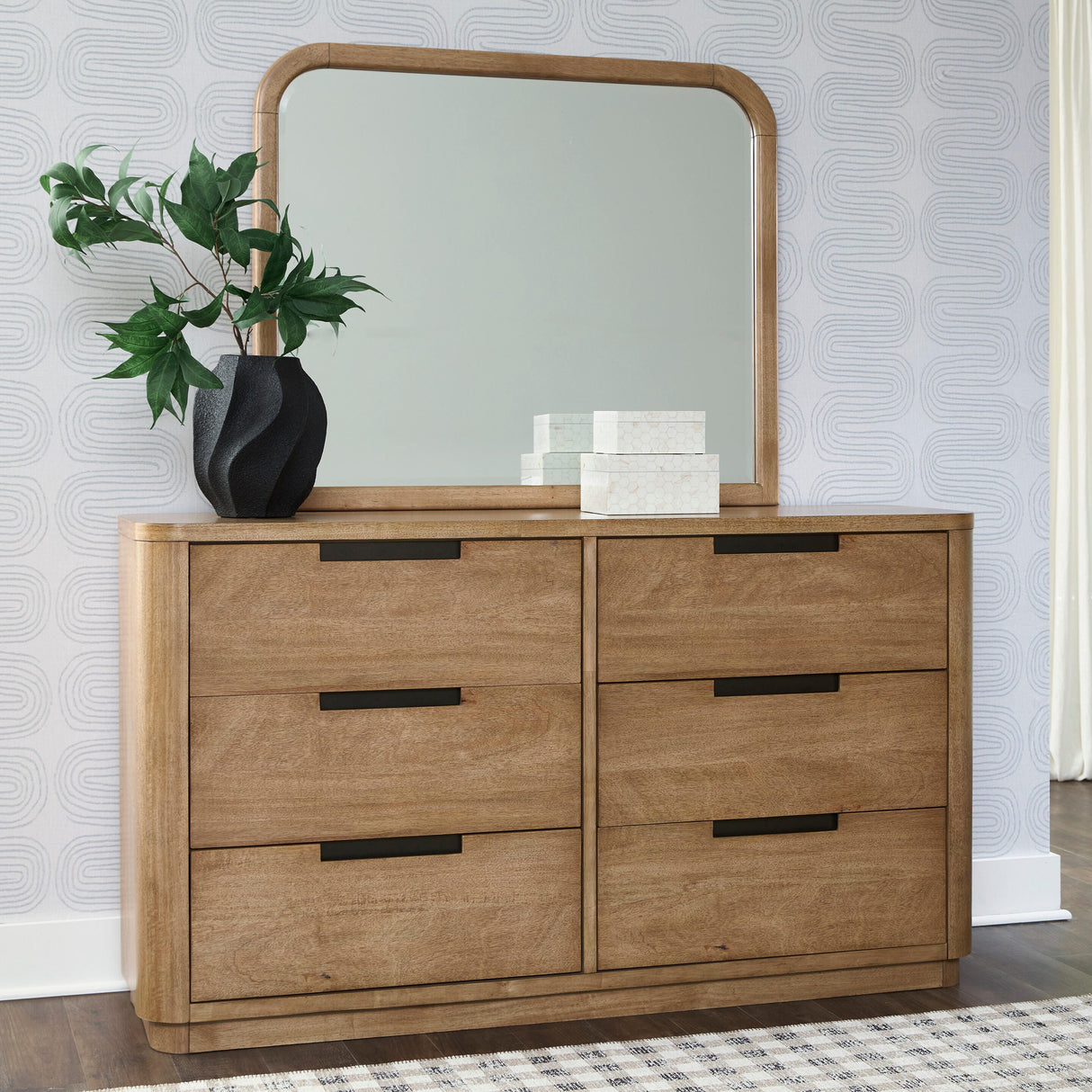 Nashville Furniture Outlets - Ashley Furniture - Pamaria Bedroom - Dresser and Mirror / Light Brown - PCB802B1