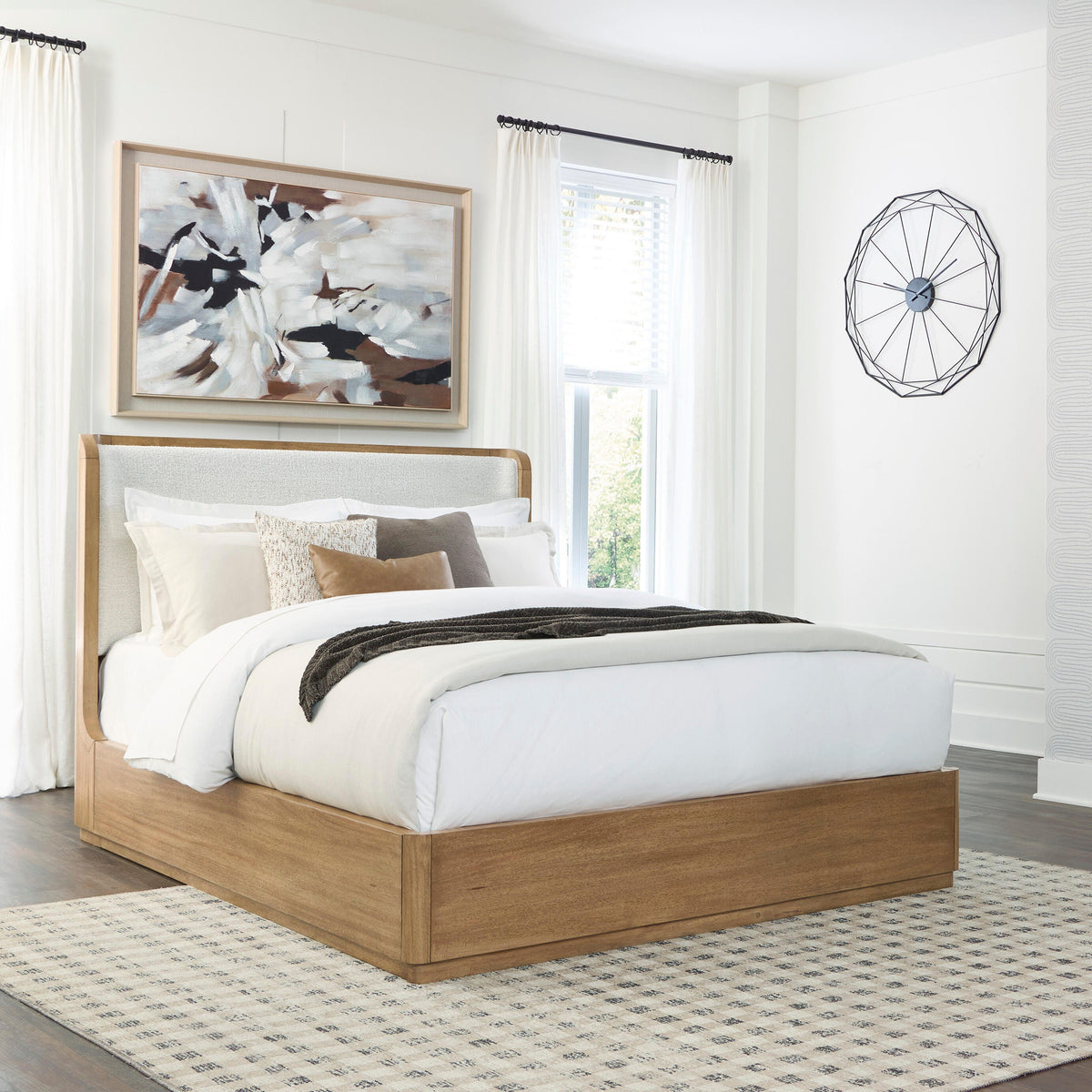 Nashville Furniture Outlets - Ashley Furniture - Pamaria Bedroom - Queen Upholstered Bed / Light Brown - PCB802B4