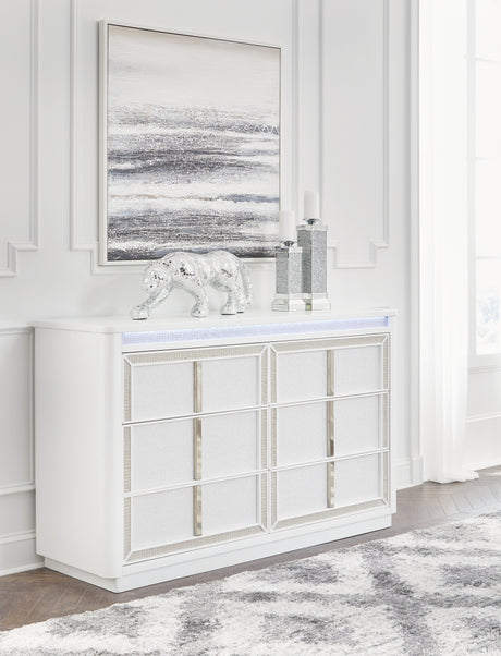 Nashville Furniture Outlets - Ashley Furniture - Chalanna Bedroom - California King Upholstered Storage Bed / White - B822B5