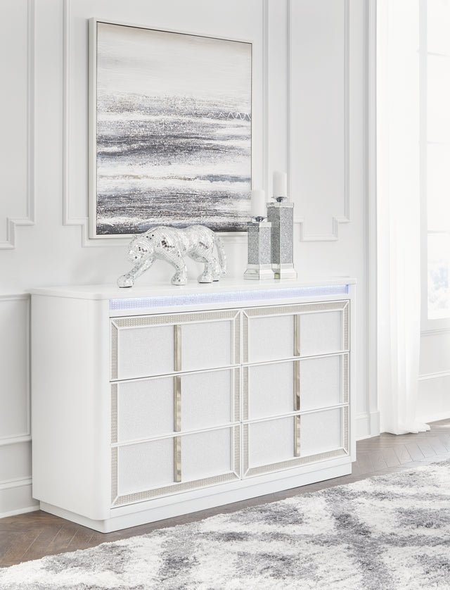 Nashville Furniture Outlets - Ashley Furniture - Chalanna Bedroom - California King Upholstered Storage Bed / White - B822B5