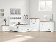 Nashville Furniture Outlets - Ashley Furniture - Ashbryn Bedroom - Queen Panel Storage Bed / White/Natural - B844B2