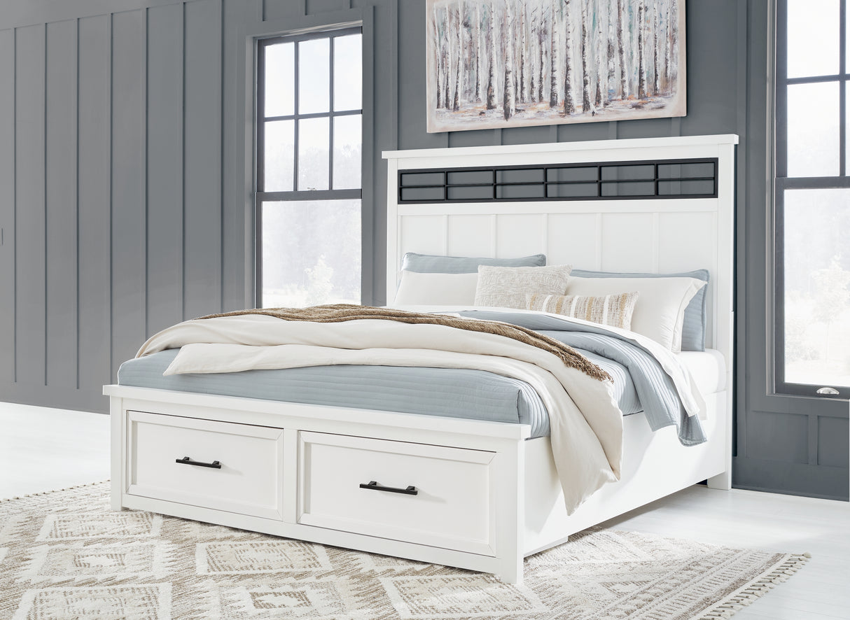 Nashville Furniture Outlets - Ashley Furniture - Ashbryn Bedroom - King Panel Storage Bed / White/Natural - B844B4