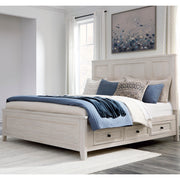 Nashville Furniture Outlets - Ashley Furniture - Darbonton Bedroom - King Panel Storage Bed / Dove White - PCB853B4
