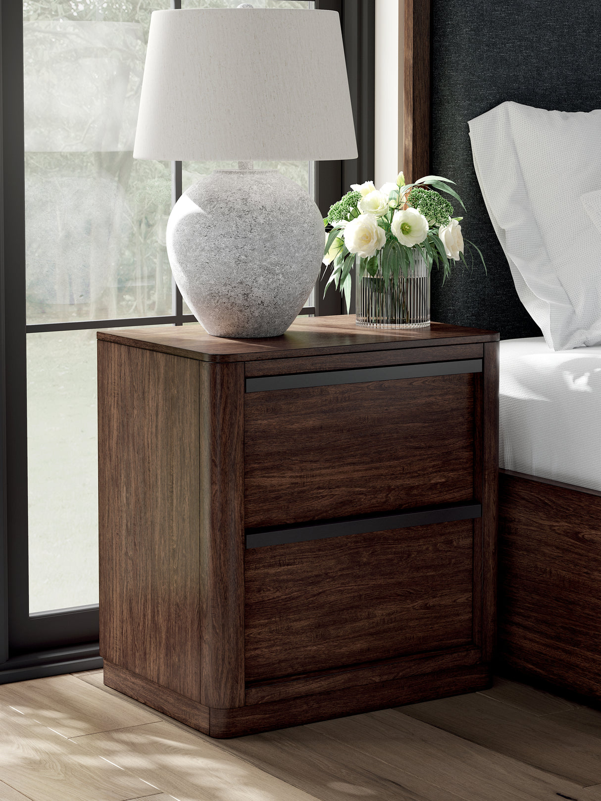 Nashville Furniture Outlets - Ashley Furniture - Dilenno Bedroom - Queen Upholstered Panel Bed / Dark Brown - PCB857B4