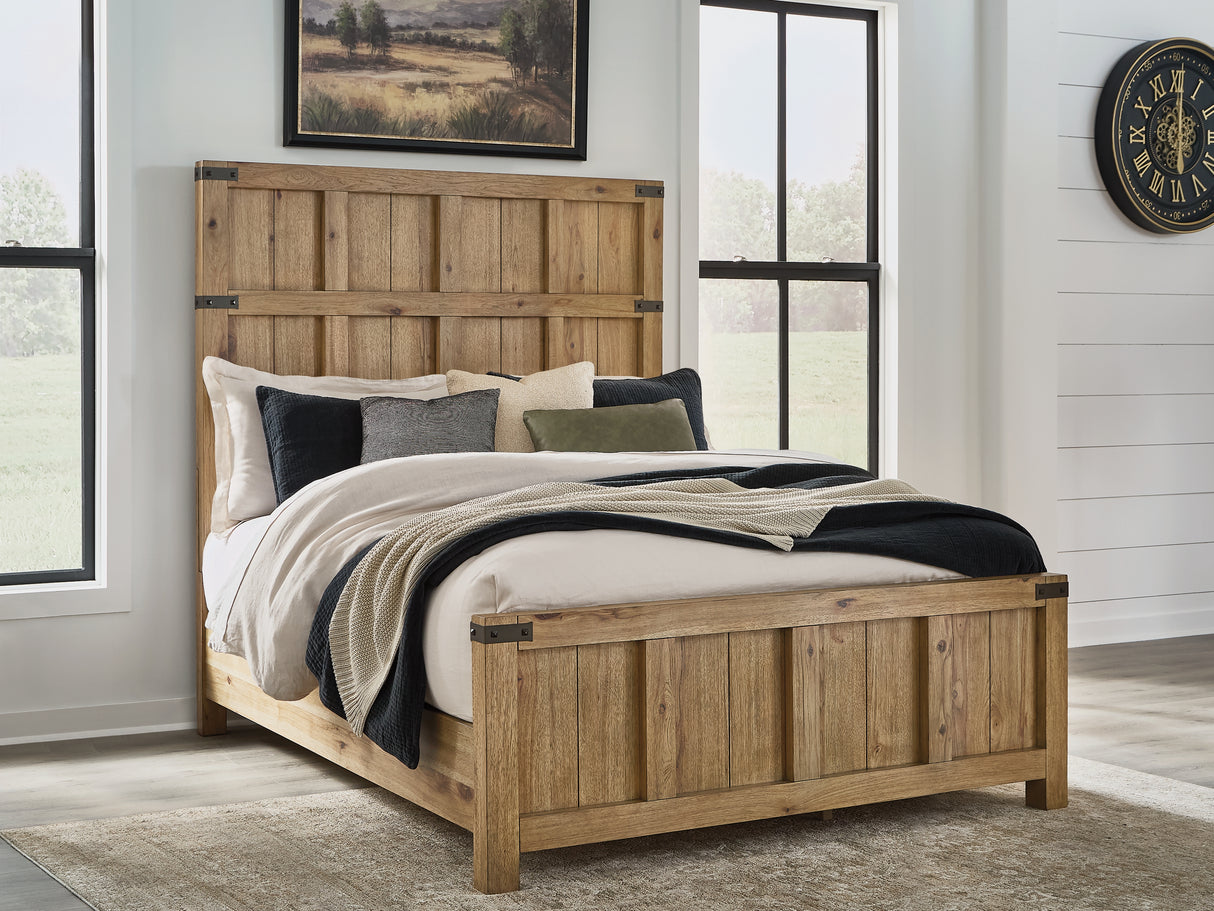 Nashville Furniture Outlets - Ashley Furniture - Ridgester Bedroom - Queen Panel Bed / Light Brown - B858B2