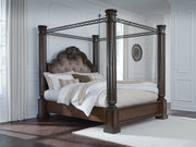 Nashville Furniture Outlets - Ashley Furniture - Maylee Bedroom - King Canopy Bed / Dark Brown - B947B10