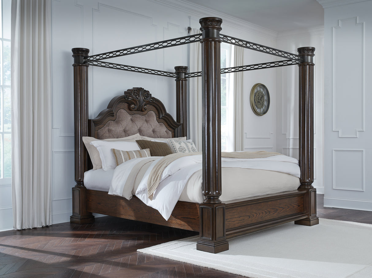 Nashville Furniture Outlets - Ashley Furniture - Maylee Bedroom - Queen Canopy Bed / Dark Brown - B947B8