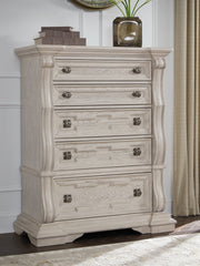 Nashville Furniture Outlets - Ashley Furniture - Bruchandi Bedroom - Five Drawer Chest / Antique White - PCB948-46