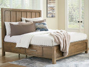 Nashville Furniture Outlets - Ashley Furniture - Cabalynn Bedroom - King Panel Bed with Storage / Light Brown - B974B8
