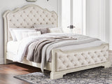 Nashville Furniture Outlets - Ashley Furniture - Arlendyne Bedroom - King Upholstered Bed / Antique White - B980B4