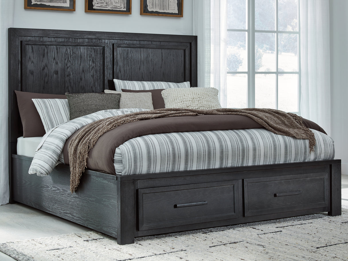 Nashville Furniture Outlets - Ashley Furniture - Foyland Bedroom - California King Panel Storage Bed / Black/Brown - B989B5