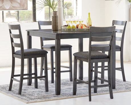 Nashville Furniture Outlets - Ashley Furniture - Bridson Dining Room - Square Counter TBL Set (5/CN) / Gray - D383-223