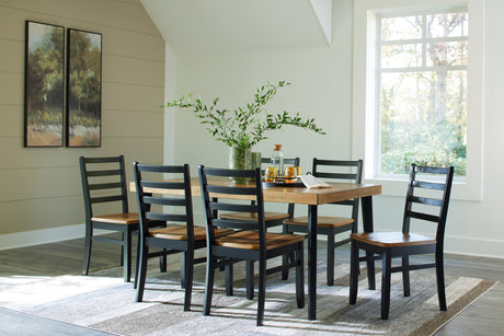 Nashville Furniture Outlets - Ashley Furniture - Blondon Dining Room - RECT DRM Table Set (7/CN) / Brown/Black - D413-425