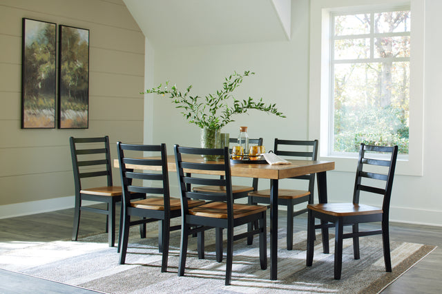 Nashville Furniture Outlets - Ashley Furniture - Blondon Dining Room - RECT DRM Table Set (7/CN) / Brown/Black - D413-425