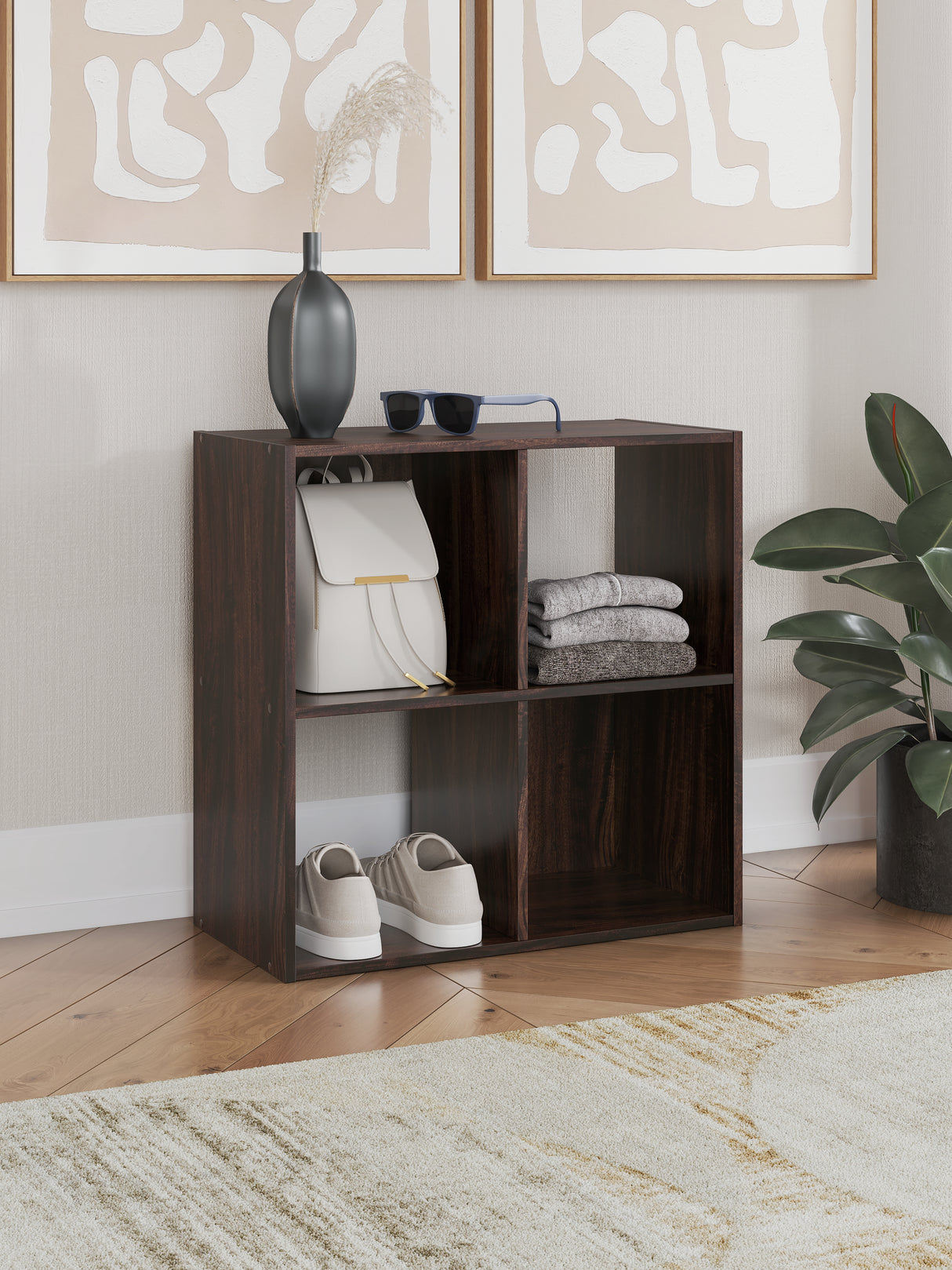 Nashville Furniture Outlets - Ashley Furniture - Glosmount Four Cube Organizer - Four Cube Organizer / Cherry/Light Brown - EA1055-2X2