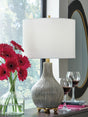Nashville Furniture Outlets - Ashley Furniture - Judlen Lighting - Ceramic Table Lamp (1/CN) / Gray/Gold Finish - L100844