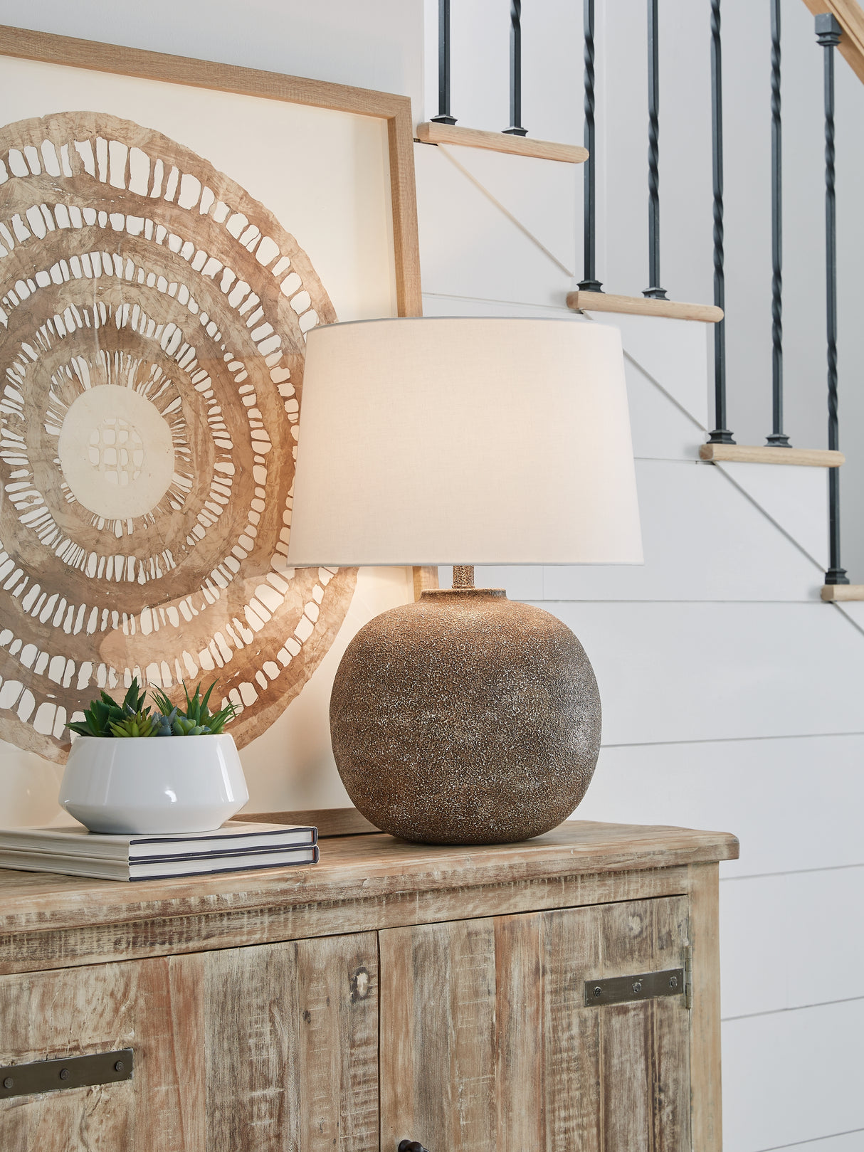 Nashville Furniture Outlets - Ashley Furniture - Neavesboro Lighting - 2-Piece Lamp Set / Antique Brown/White - L207484X2