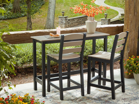 Nashville Furniture Outlets - Ashley Furniture - Shoreline Beach Outdoor - Counter Table Set (3/CN) / Black/Beige - PCP221-113