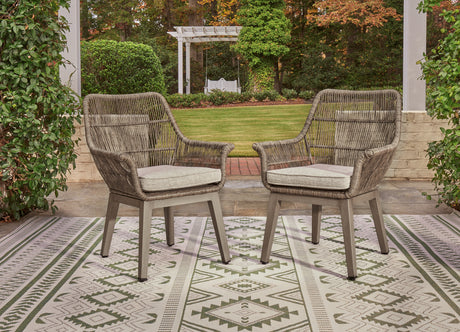 Nashville Furniture Outlets - Ashley Furniture - Beach Front Outdoor - Arm Chair With Cushion (Set of 2) / Beige - P399-601A