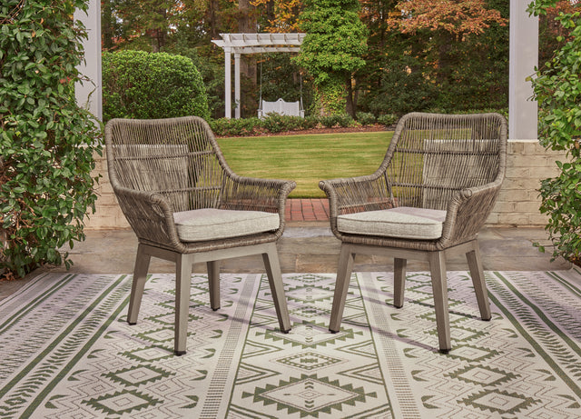 Nashville Furniture Outlets - Ashley Furniture - Beach Front Outdoor - Arm Chair With Cushion (Set of 2) / Beige - P399-601A