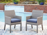 Nashville Furniture Outlets - Ashley Furniture - Half Moon Beach Outdoor - Arm Chair With Cushion (Set of 2) / Blue/Gray - PCP418-601A