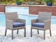 Nashville Furniture Outlets - Ashley Furniture - Half Moon Beach Outdoor - Arm Chair With Cushion (Set of 2) / Blue/Gray - PCP418-601A