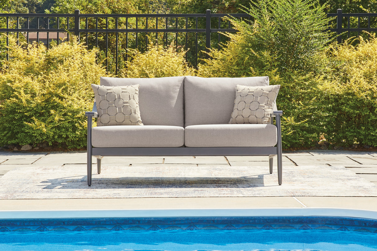 Nashville Furniture Outlets - Ashley Furniture - Ocean Beach Outdoor - Loveseat w/Cushion / Gray - PCP510-835