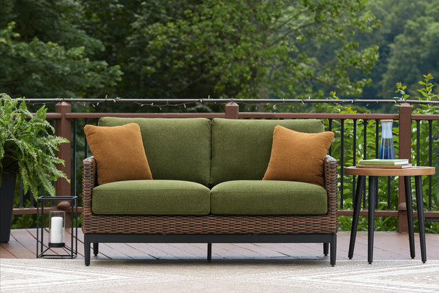 Nashville Furniture Outlets - Ashley Furniture - Horizon Hall Outdoor - Sofa with Cushion / Brown/Green - P572-838