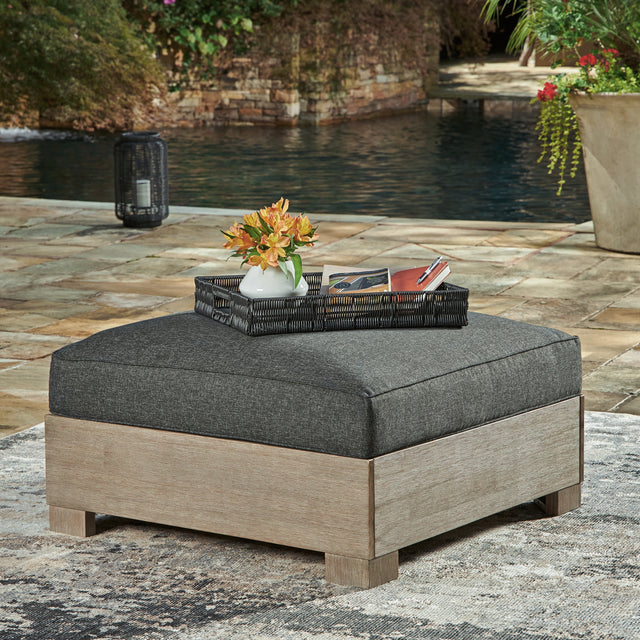 Nashville Furniture Outlets - Ashley Furniture - Citrine Park Outdoor - Ottoman with Cushion / Brown/Charcoal - P660-814