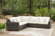 Nashville Furniture Outlets - Ashley Furniture - Kimora Outdoor - 3-Piece Outdoor Sectional / Beige/Dark Brown - P711P1