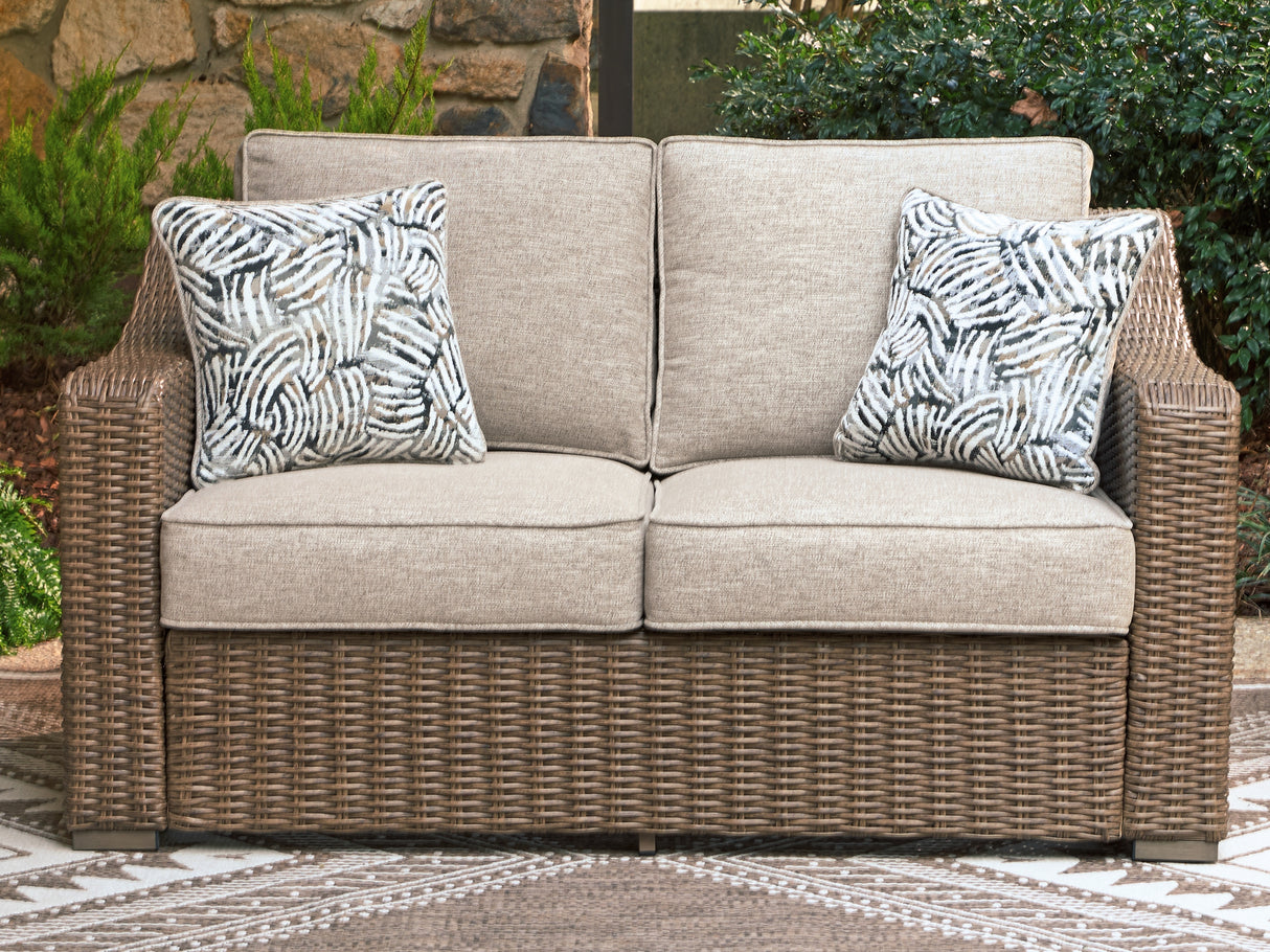 Nashville Furniture Outlets - Ashley Furniture - Laguna Heights Outdoor - Loveseat w/Cushion / Beige - PCP790-835