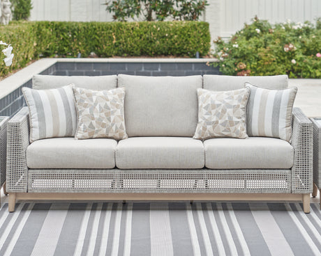 Nashville Furniture Outlets - Ashley Furniture - Seton Creek Outdoor - Barstool with Cushion (Set of 2) / Beige/Gray - P798-130