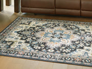 Nashville Furniture Outlets - Ashley Furniture - Leningston Rug - 5' x 7' Washable Rug / Black/Cream/Blue - R407062
