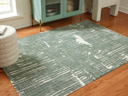 Nashville Furniture Outlets - Ashley Furniture - Cayworth Rug - 5' x 7' Rug / Teal/White - R407092