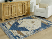 Nashville Furniture Outlets - Ashley Furniture - Varnler Rug - 5' x 7' Rug / Blue/Brown/Tan - R407132