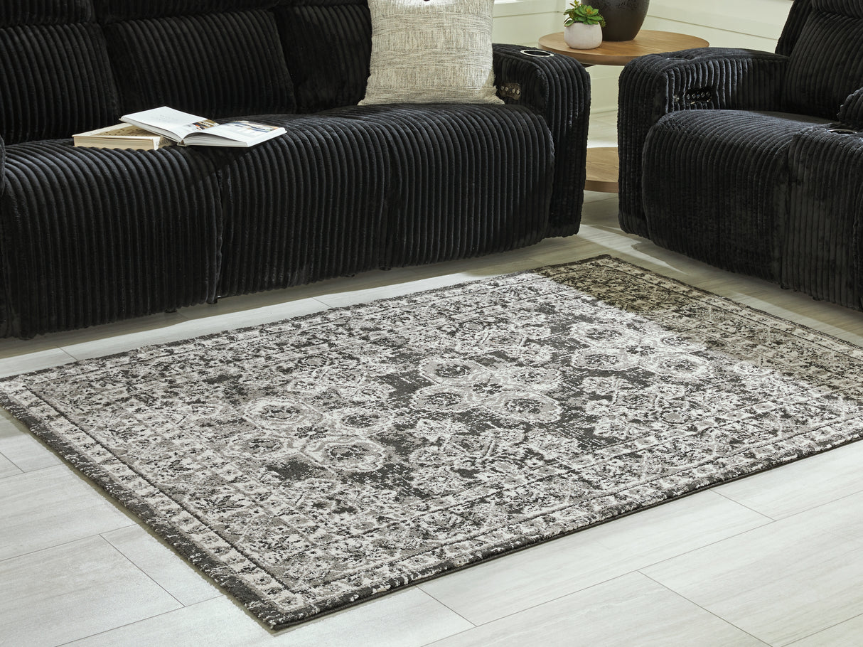 Nashville Furniture Outlets - Ashley Furniture - Glennisman Rug - Medium Rug / Black/Gray/Ivory - R407272