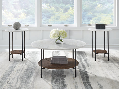 Nashville Furniture Outlets - Ashley Furniture - Wrenwich Table (Set of 3) - Occasional Table Set (3/CN) / Brown/Black/White - T167-13