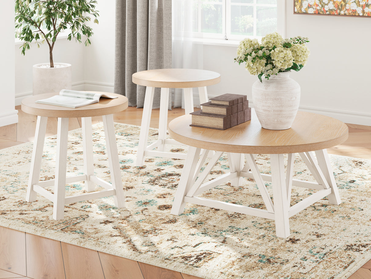 Nashville Furniture Outlets - Ashley Furniture - Fawndell Table (Set of 3) - Occasional Table Set (3/CN) / Antique White/Brown - T193-13