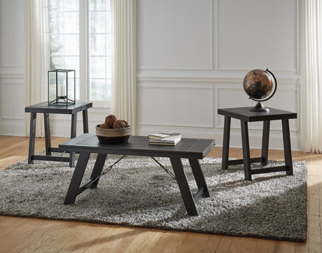 Nashville Furniture Outlets - Ashley Furniture - Noorbrook Table (Set of 3) - Occasional Table Set (3/CN) / Black/Pewter - T351-13
