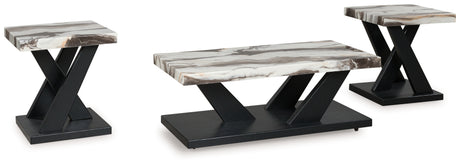 Nashville Furniture Outlets - Ashley Furniture - Cendill Table (Set of 3) - Occasional Table Set (3/CN) / Dark Brown/White/Black - T403-13