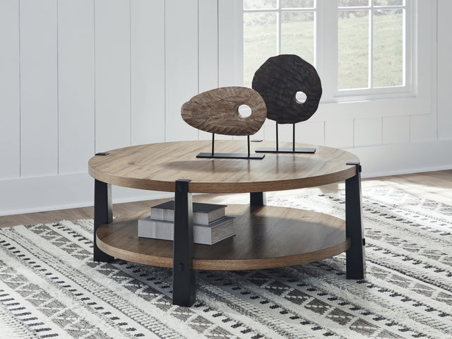 Nashville Furniture Outlets - Ashley Furniture - Ridgester Coffee Table - Round Cocktail Table - T518-8