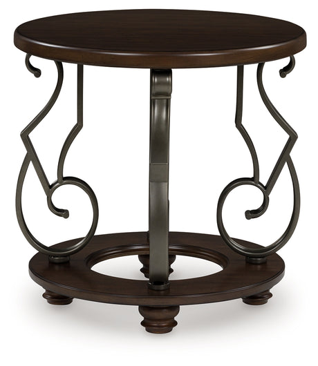 Nashville Furniture Outlets - Ashley Furniture - Frallyn End Table - Round End Table / Dark Brown - T623-6
